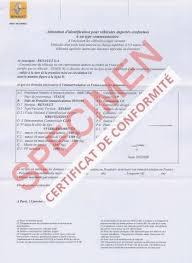 Certificat de conformité gratuit Renault 